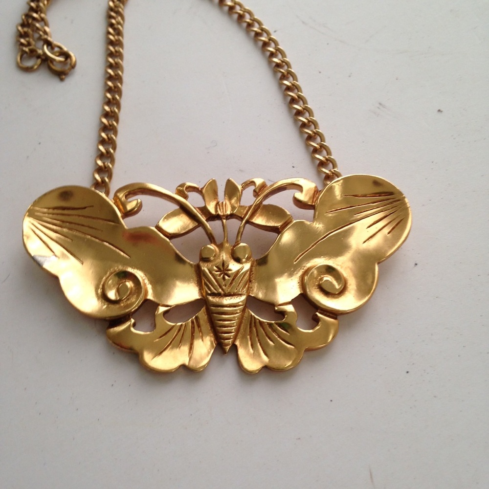 Custom Made, Heavy Gold Plated Butterfly Choker - Picture 6 of 7
